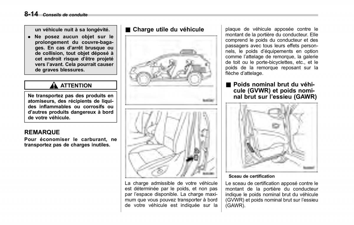 Subaru Tribeca manuel du proprietaire / page 318