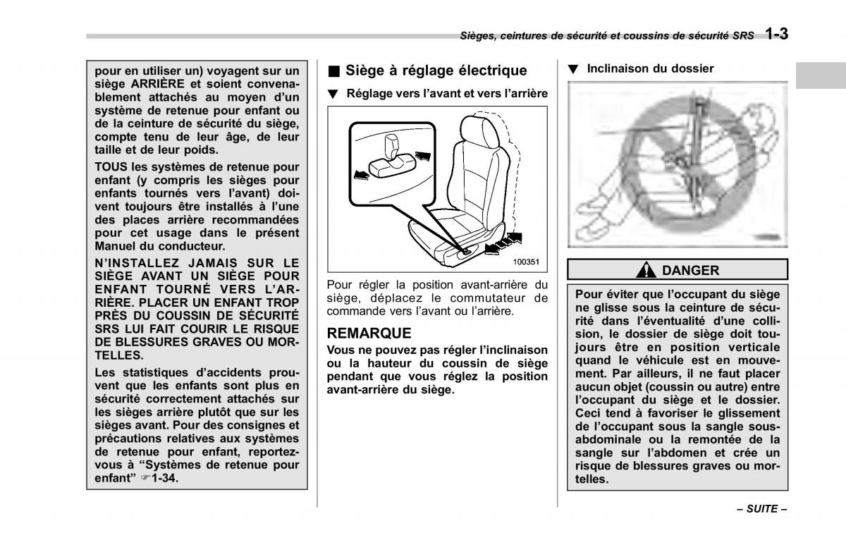 Subaru Tribeca manuel du proprietaire / page 33