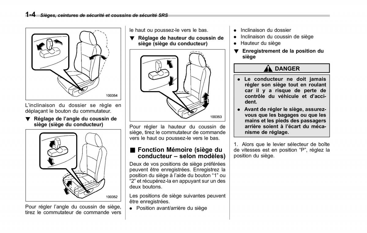 Subaru Tribeca manuel du proprietaire / page 34