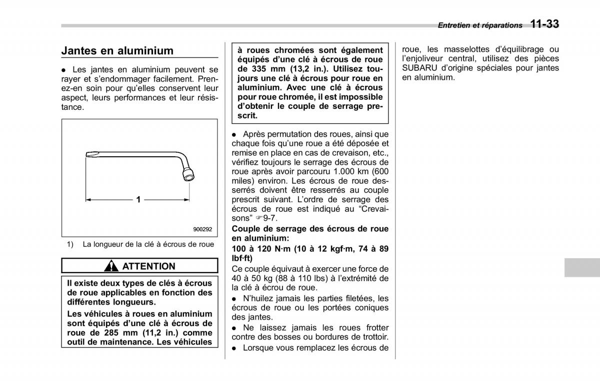 Subaru Tribeca manuel du proprietaire / page 397