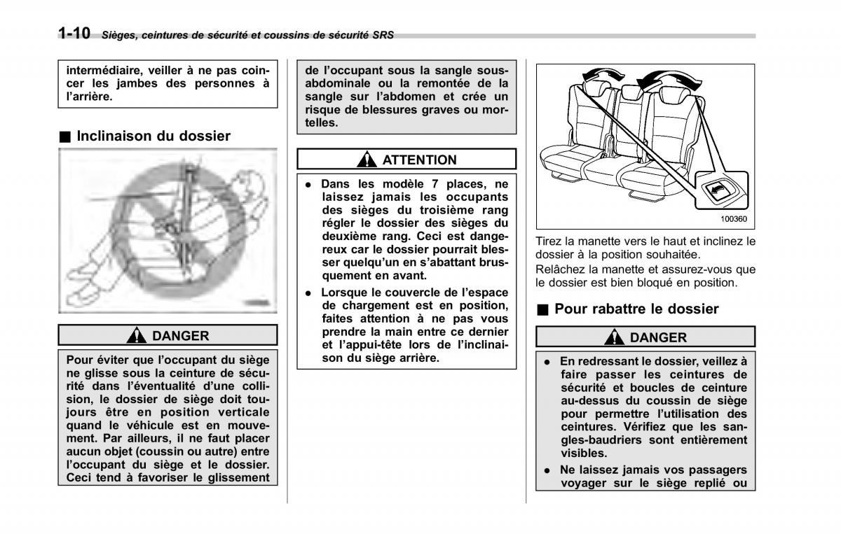 Subaru Tribeca manuel du proprietaire / page 40