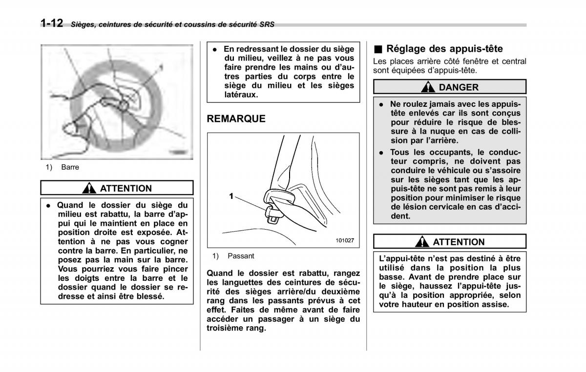 Subaru Tribeca manuel du proprietaire / page 42