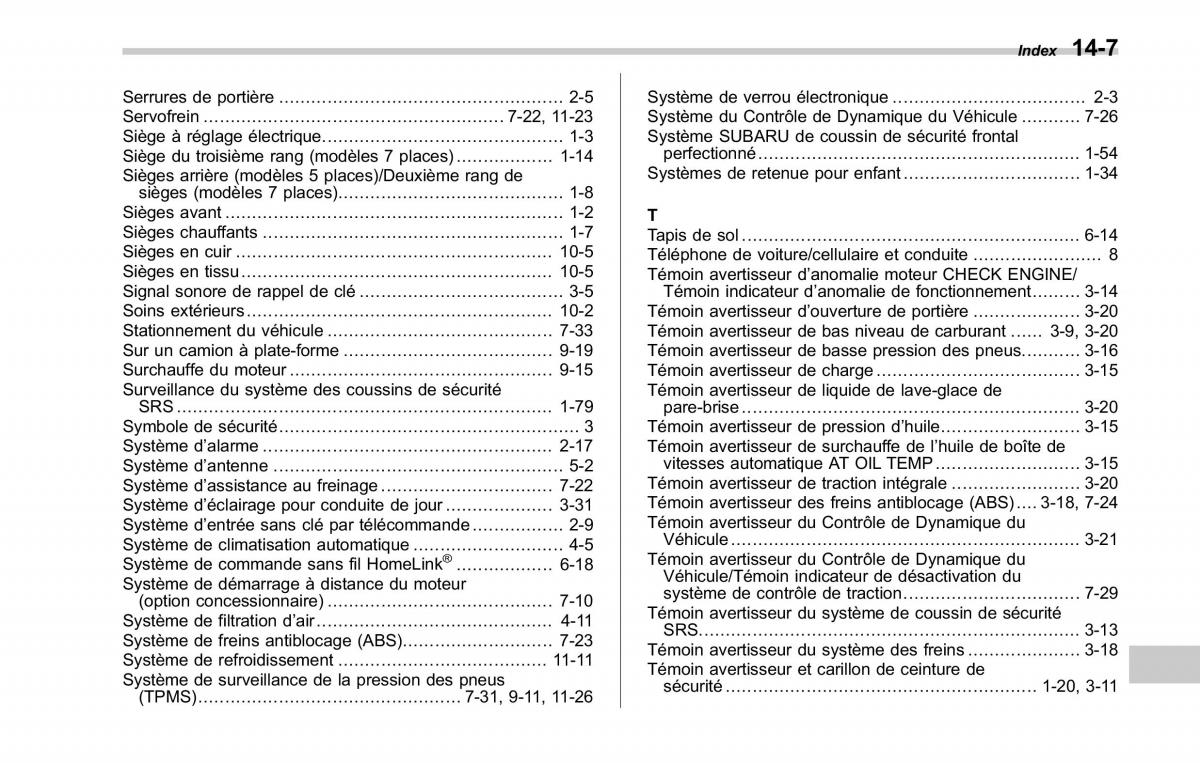 Subaru Tribeca manuel du proprietaire / page 455