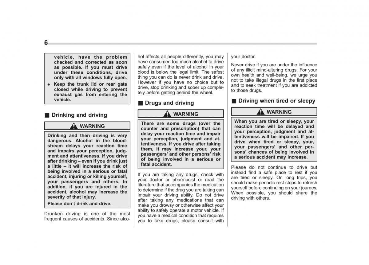 Subaru XV Crosstrek owners manual / page 9