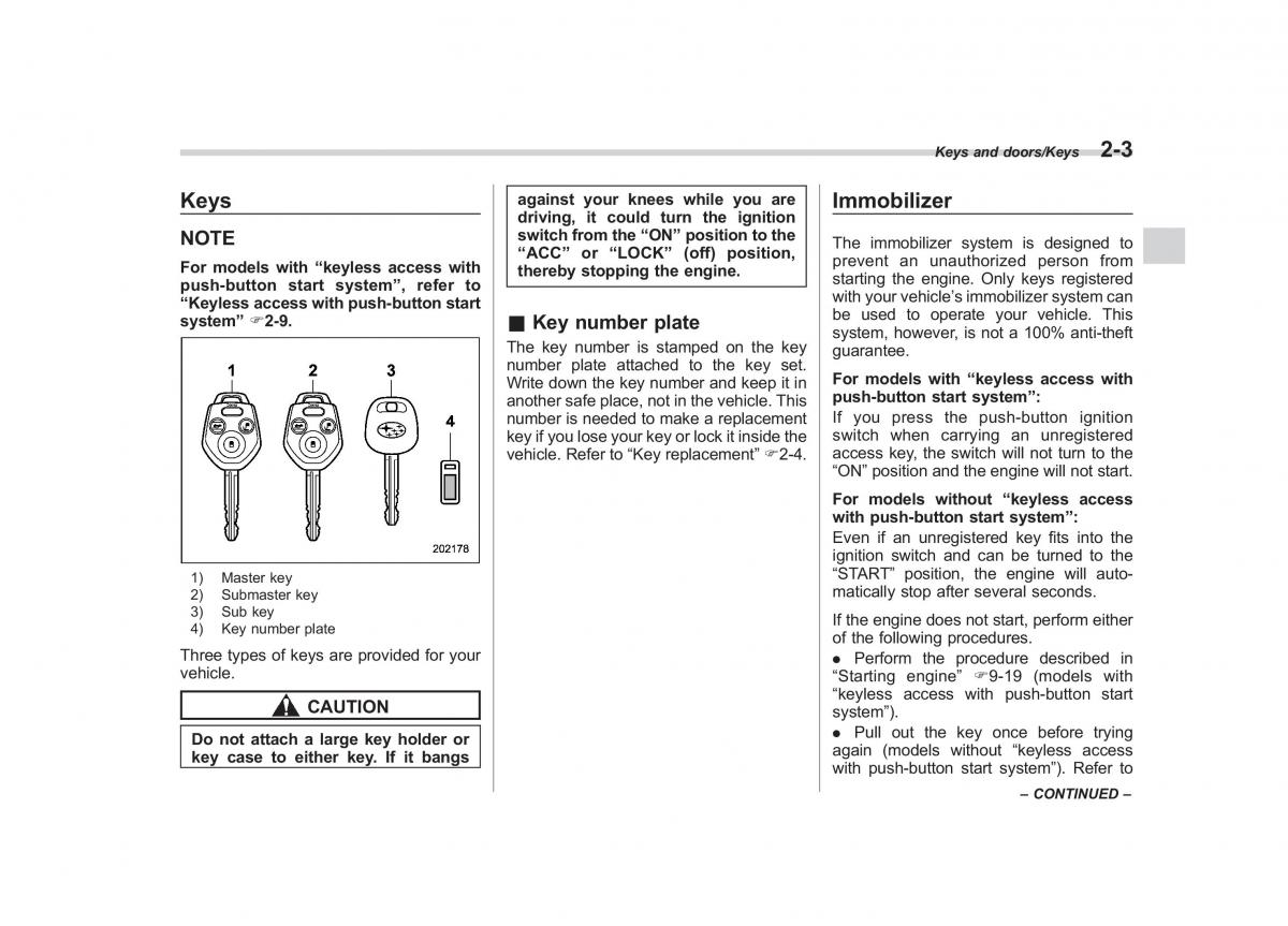 Subaru XV Crosstrek owners manual / page 100