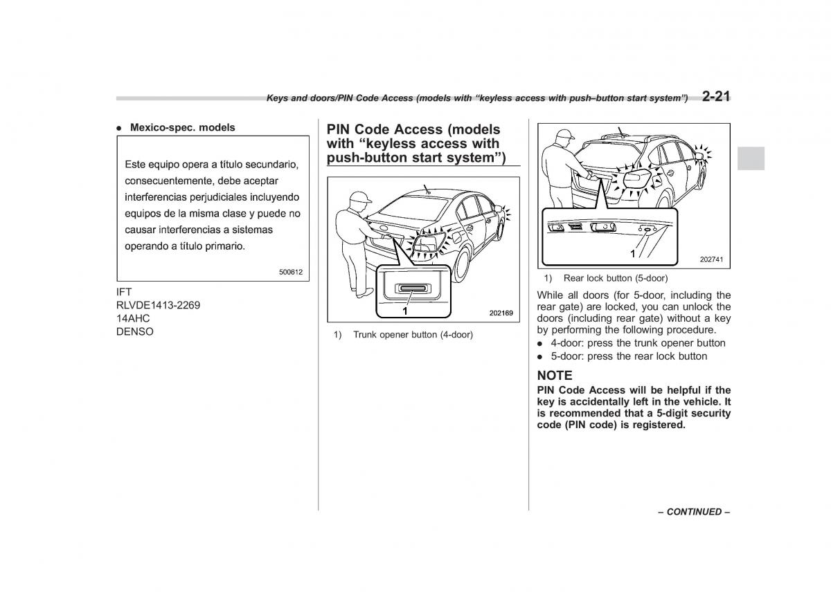 Subaru XV Crosstrek owners manual / page 118