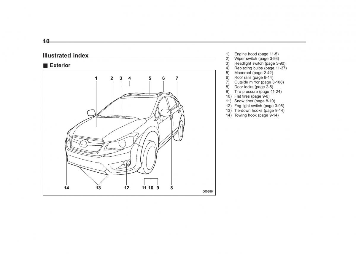 Subaru XV Crosstrek owners manual / page 13