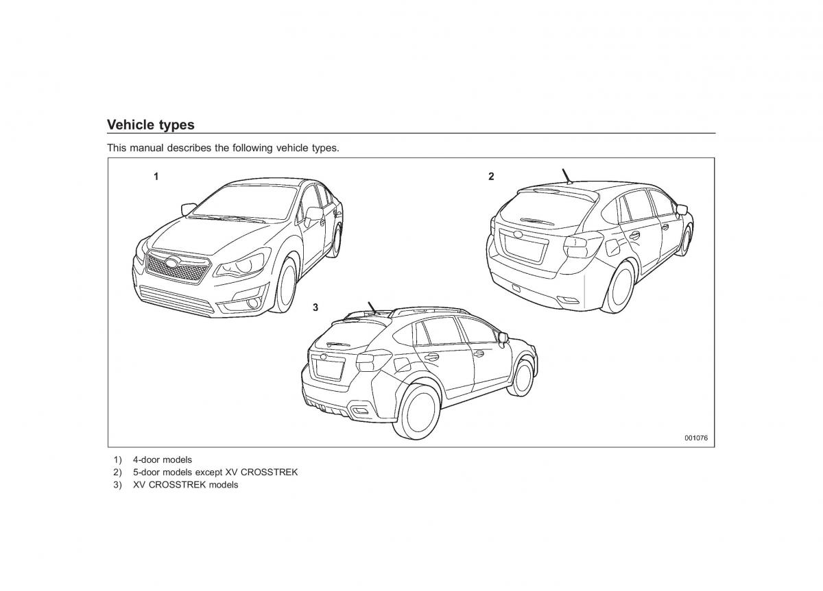 Subaru XV Crosstrek owners manual / page 2