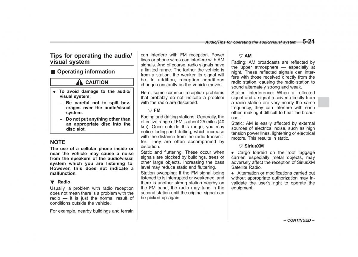 Subaru XV Crosstrek owners manual / page 288