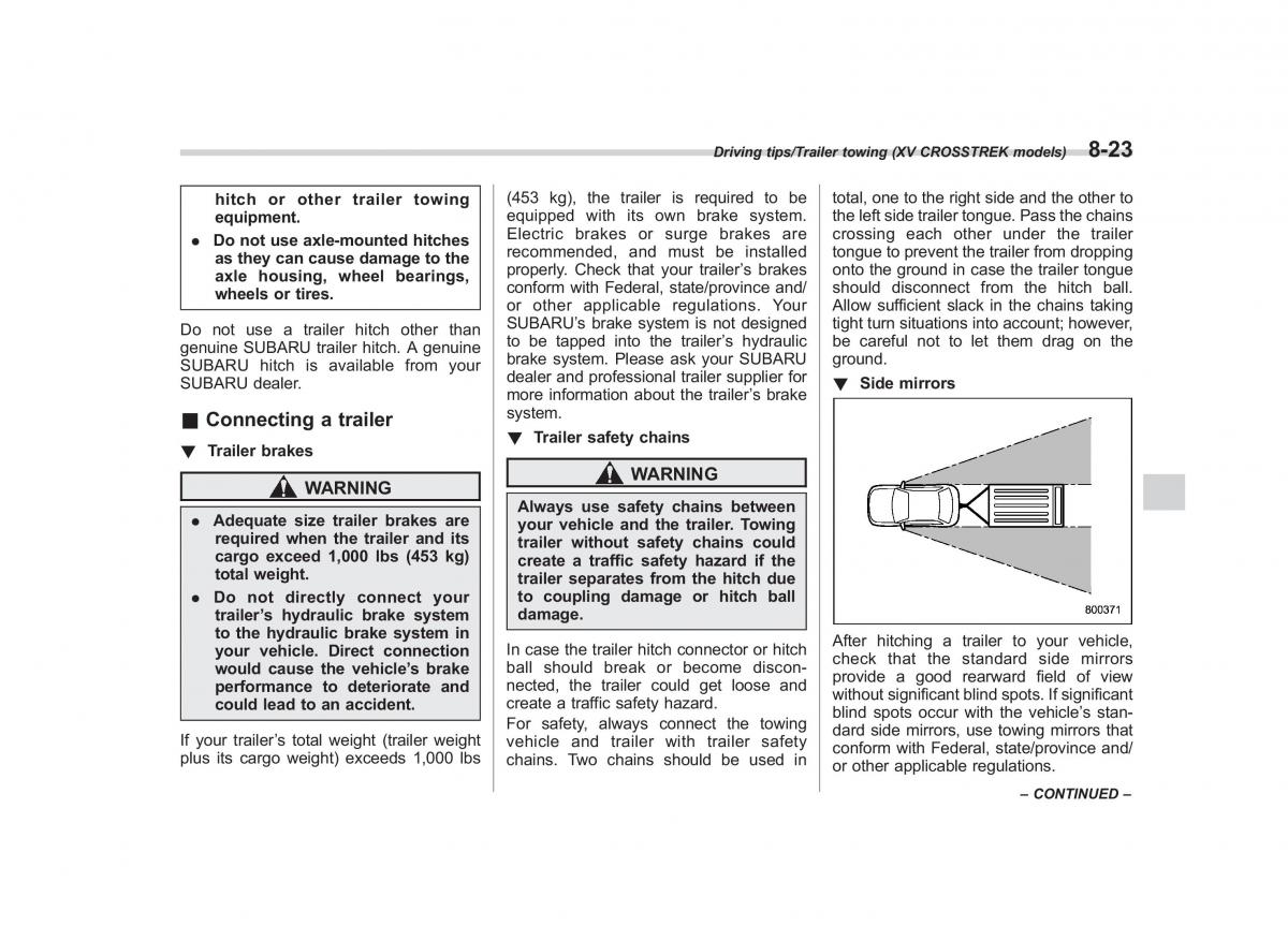 Subaru XV Crosstrek owners manual / page 474