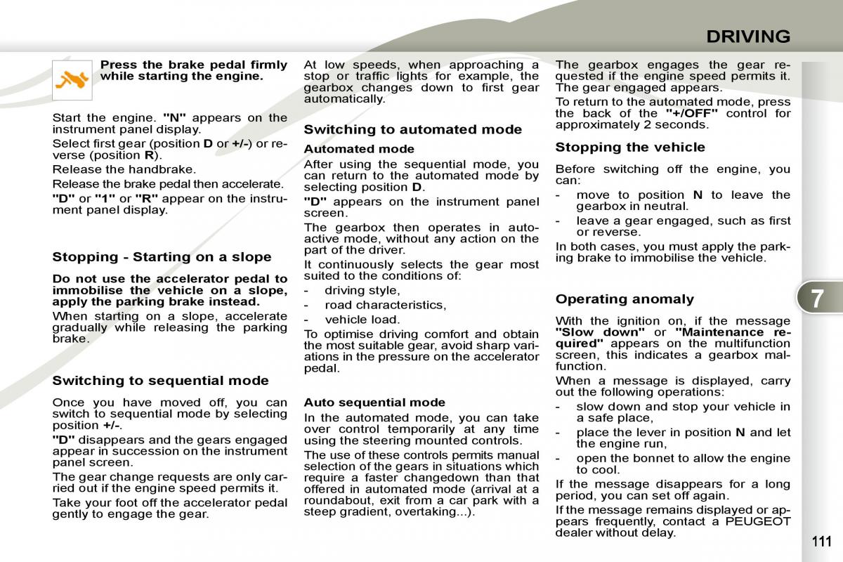 Peugeot 4007 owners manual / page 106