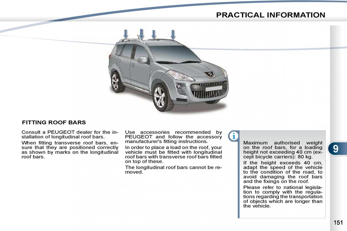 Peugeot 4007 owners manual / page 147