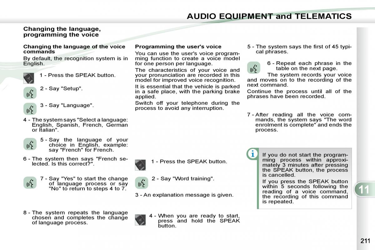 Peugeot 4007 owners manual / page 207