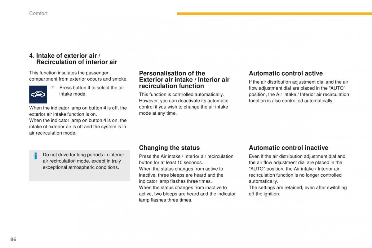 Peugeot 4008 owners manual / page 88