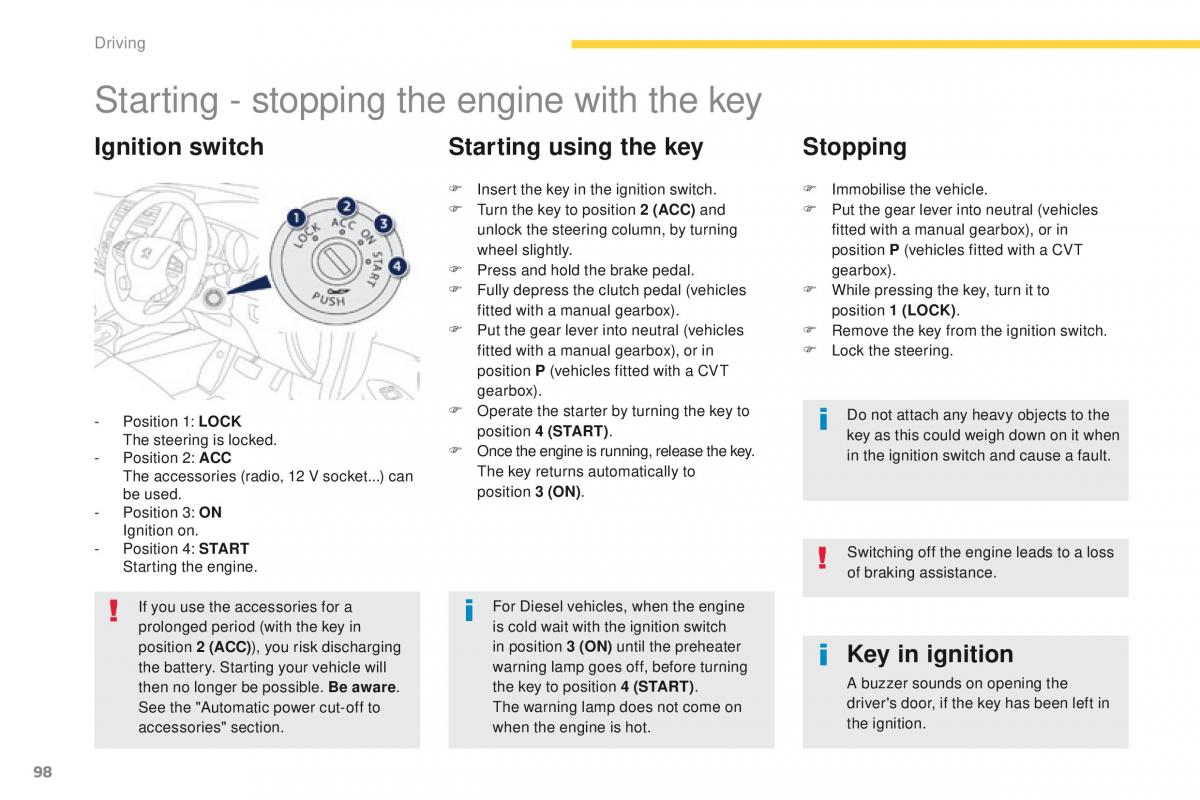 Peugeot 4008 owners manual / page 100