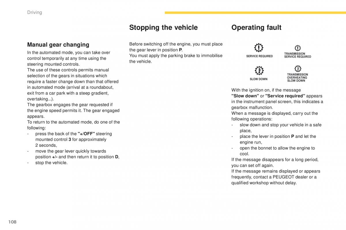 Peugeot 4008 owners manual / page 110