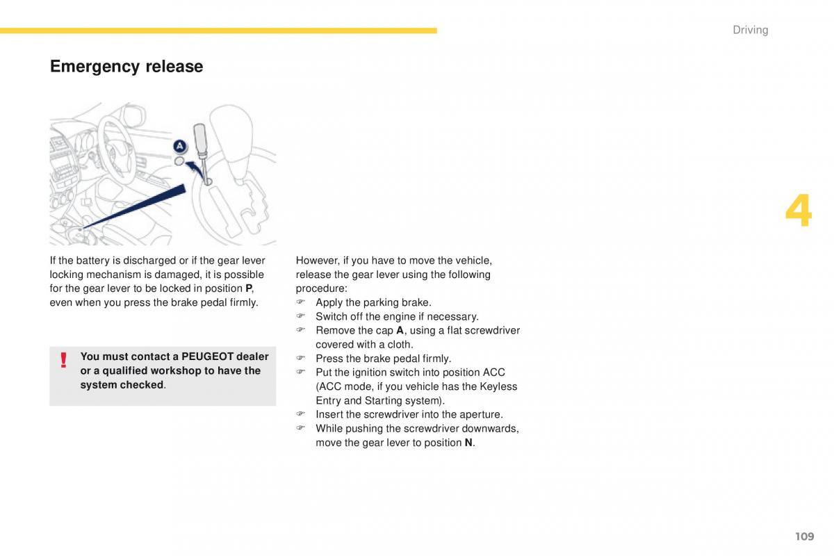 Peugeot 4008 owners manual / page 111