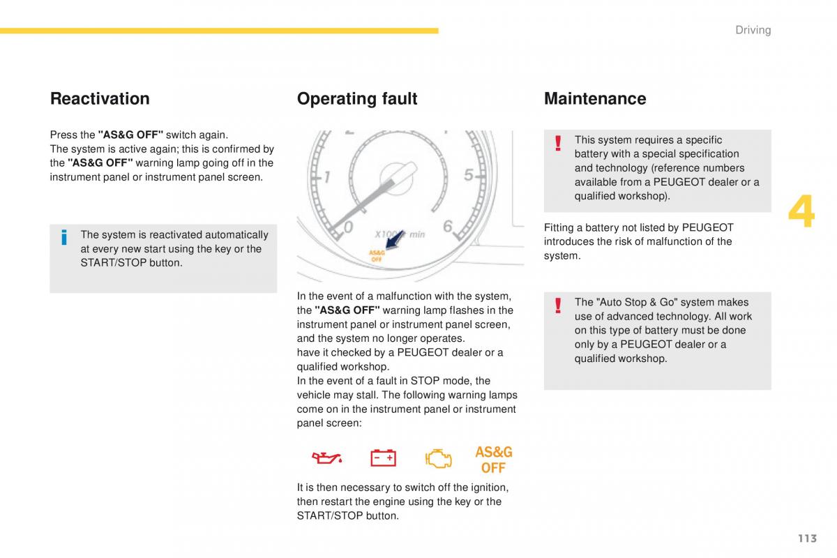 Peugeot 4008 owners manual / page 115