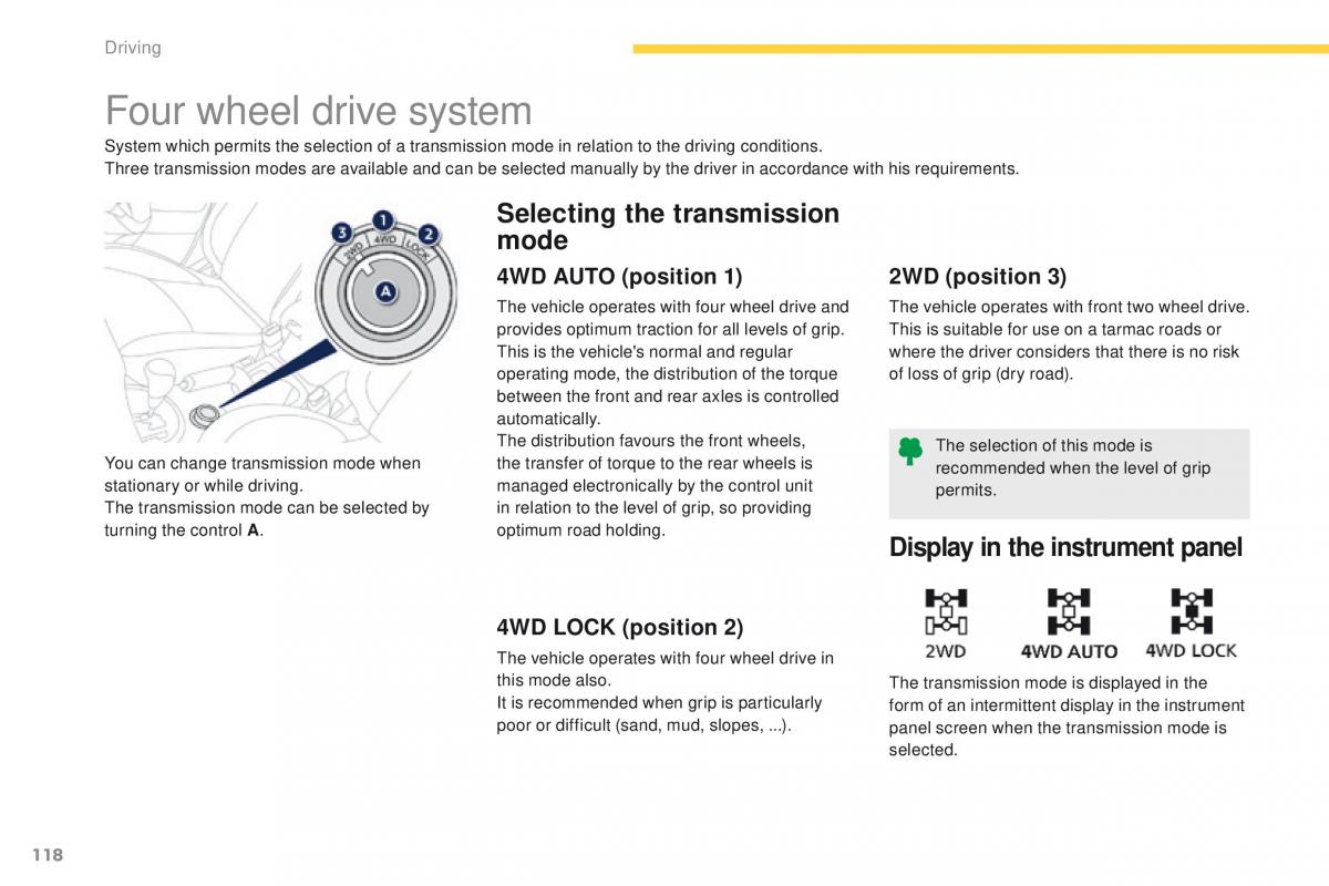 Peugeot 4008 owners manual / page 120