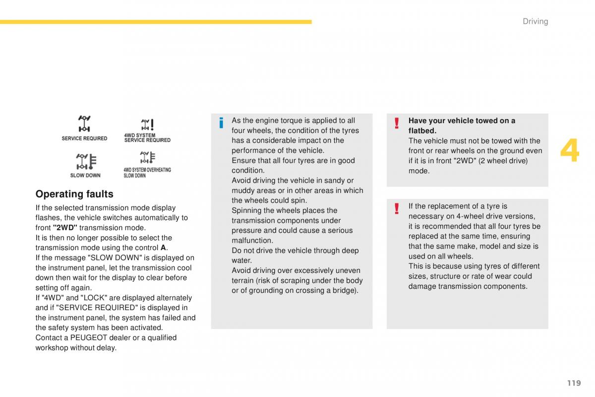 Peugeot 4008 owners manual / page 121