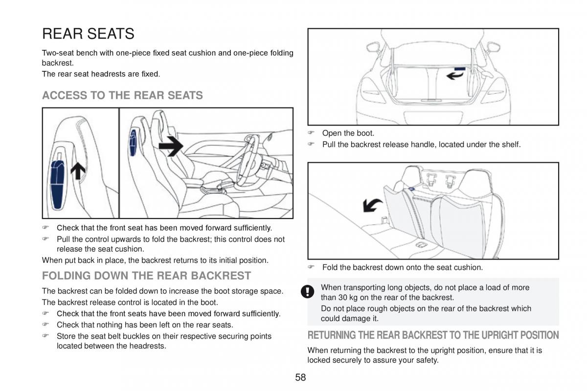 Peugeot RCZ owners manual / page 60