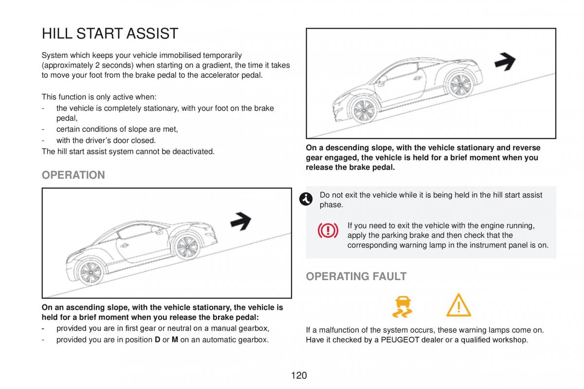 Peugeot RCZ owners manual / page 122