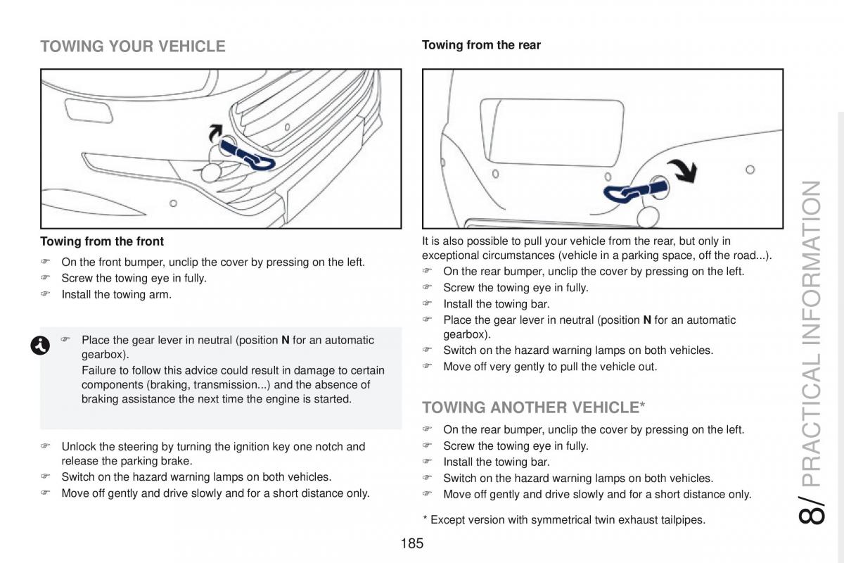 Peugeot RCZ owners manual / page 187