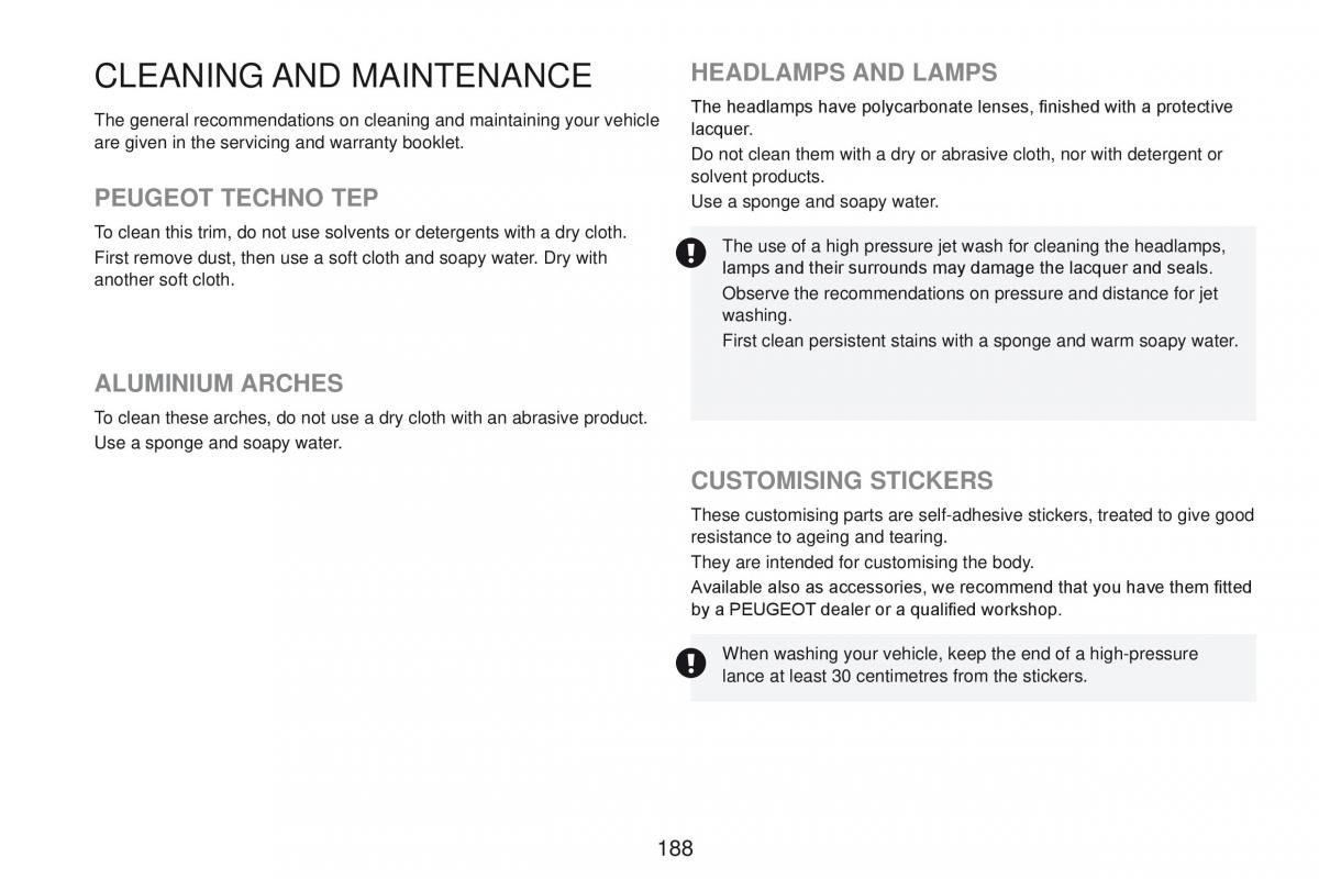 Peugeot RCZ owners manual / page 190