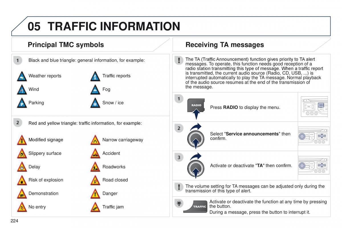 Peugeot RCZ owners manual / page 226