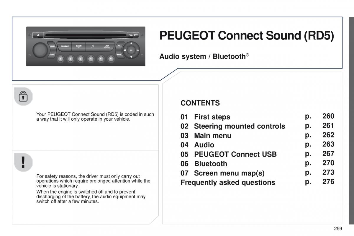 Peugeot RCZ owners manual / page 261