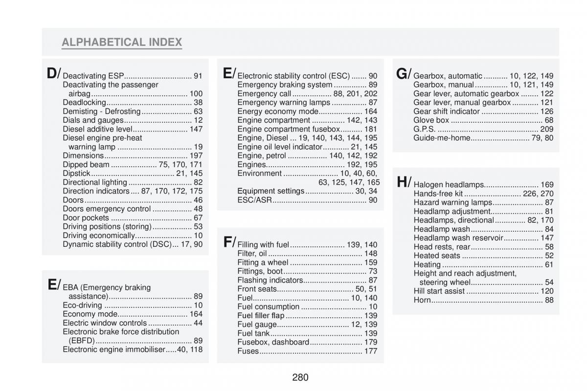 Peugeot RCZ owners manual / page 282