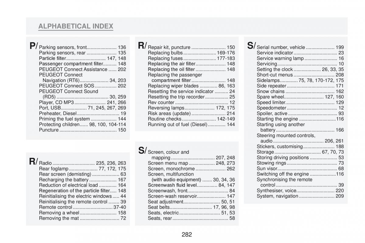 Peugeot RCZ owners manual / page 284