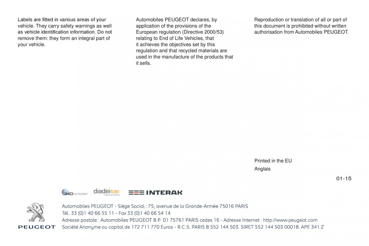 Peugeot RCZ owners manual / page 291