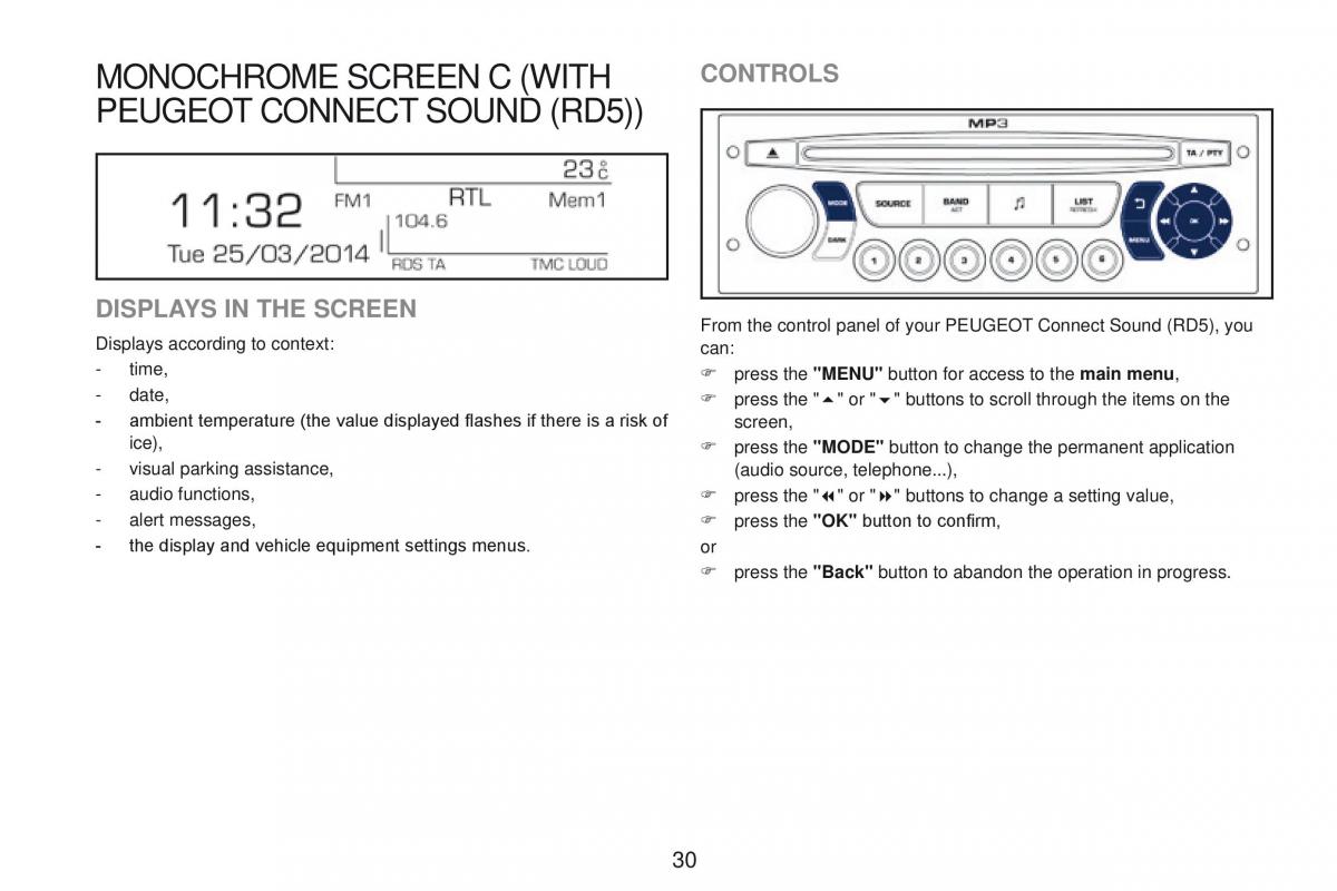 Peugeot RCZ owners manual / page 32