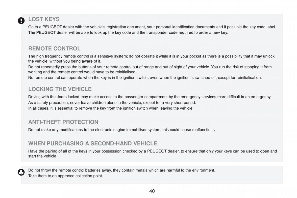 Peugeot RCZ owners manual / page 42