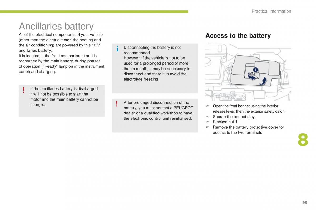 Peugeot iOn owners manual / page 95