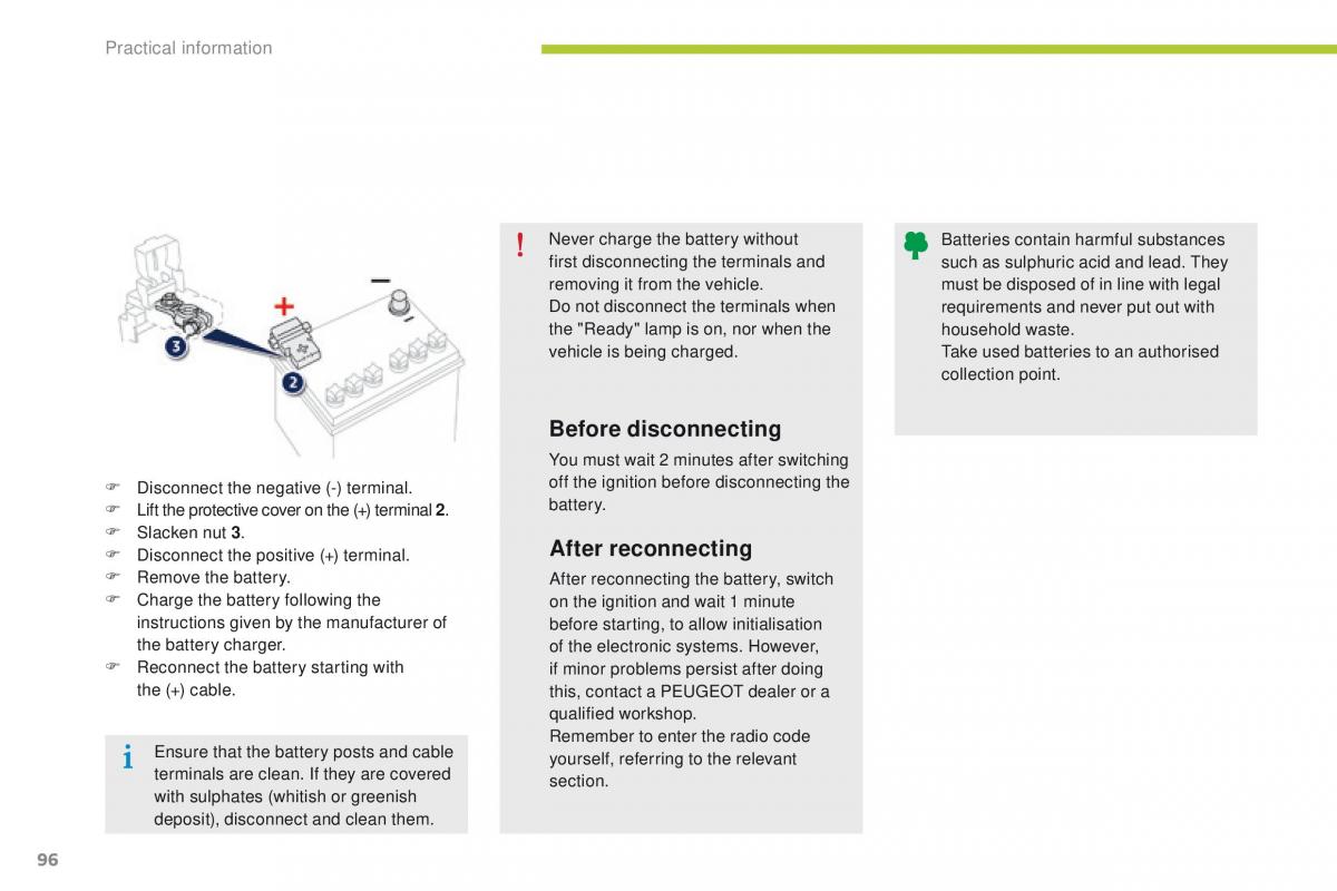 Peugeot iOn owners manual / page 98