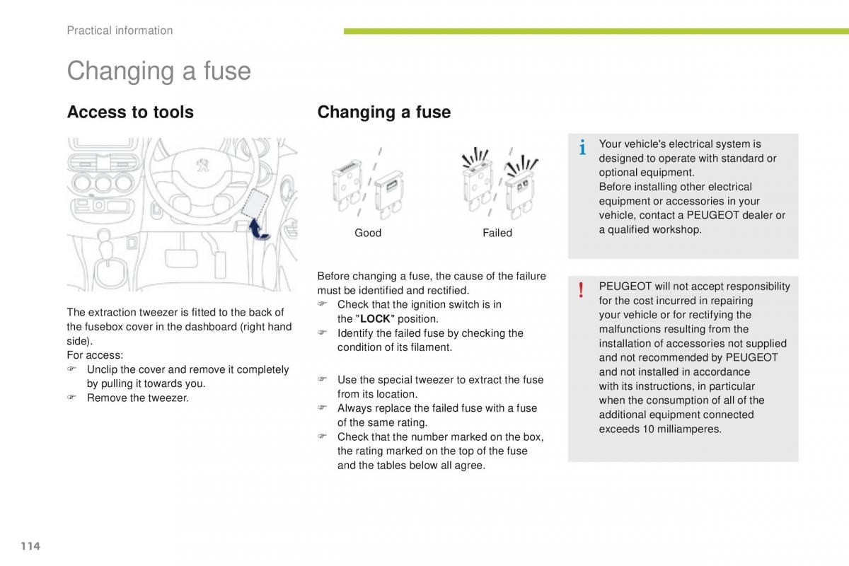 Peugeot iOn owners manual / page 116