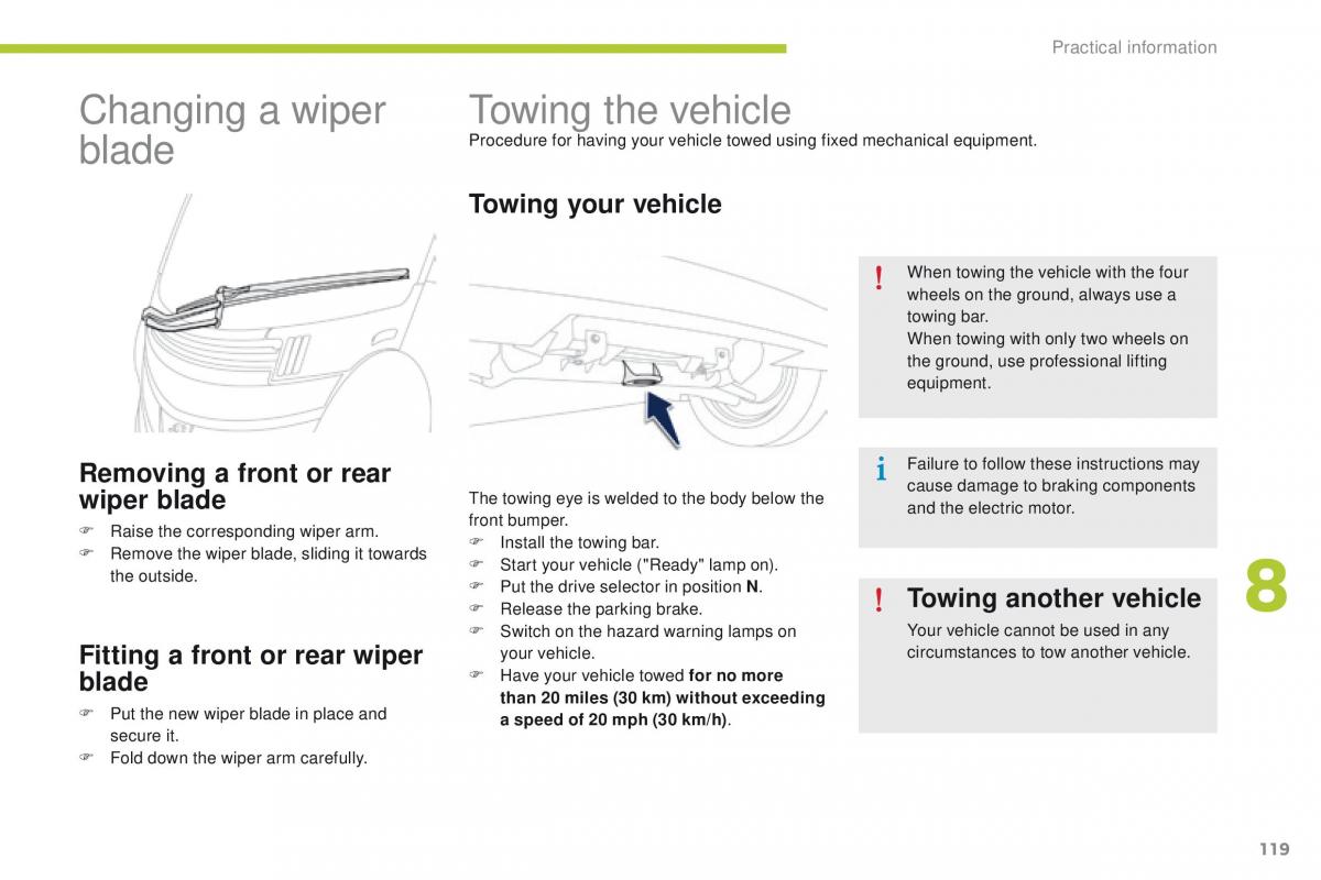 Peugeot iOn owners manual / page 121