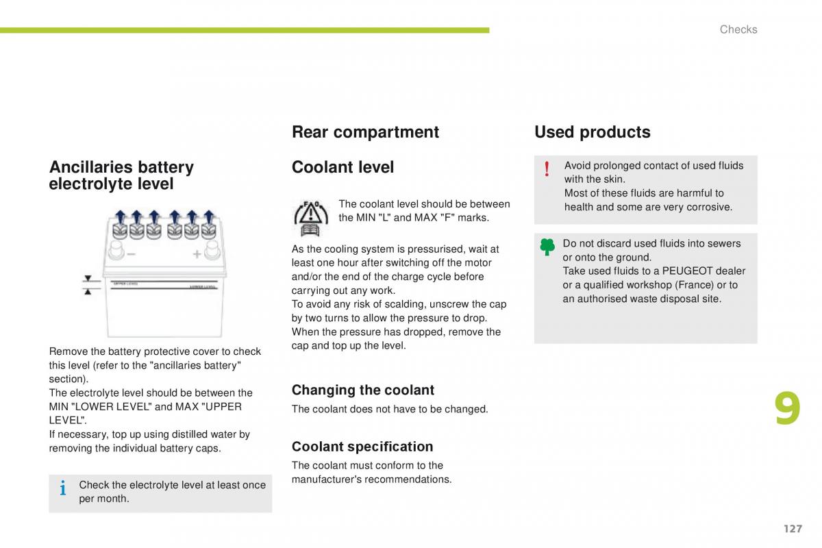 Peugeot iOn owners manual / page 129