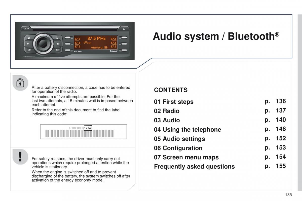 Peugeot iOn owners manual / page 137