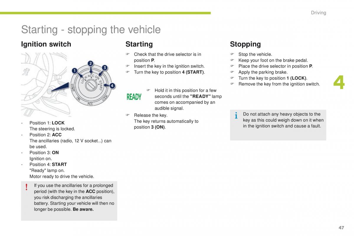 Peugeot iOn owners manual / page 49