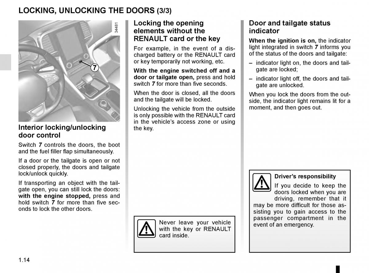 Renault Talisman owners manual / page 20