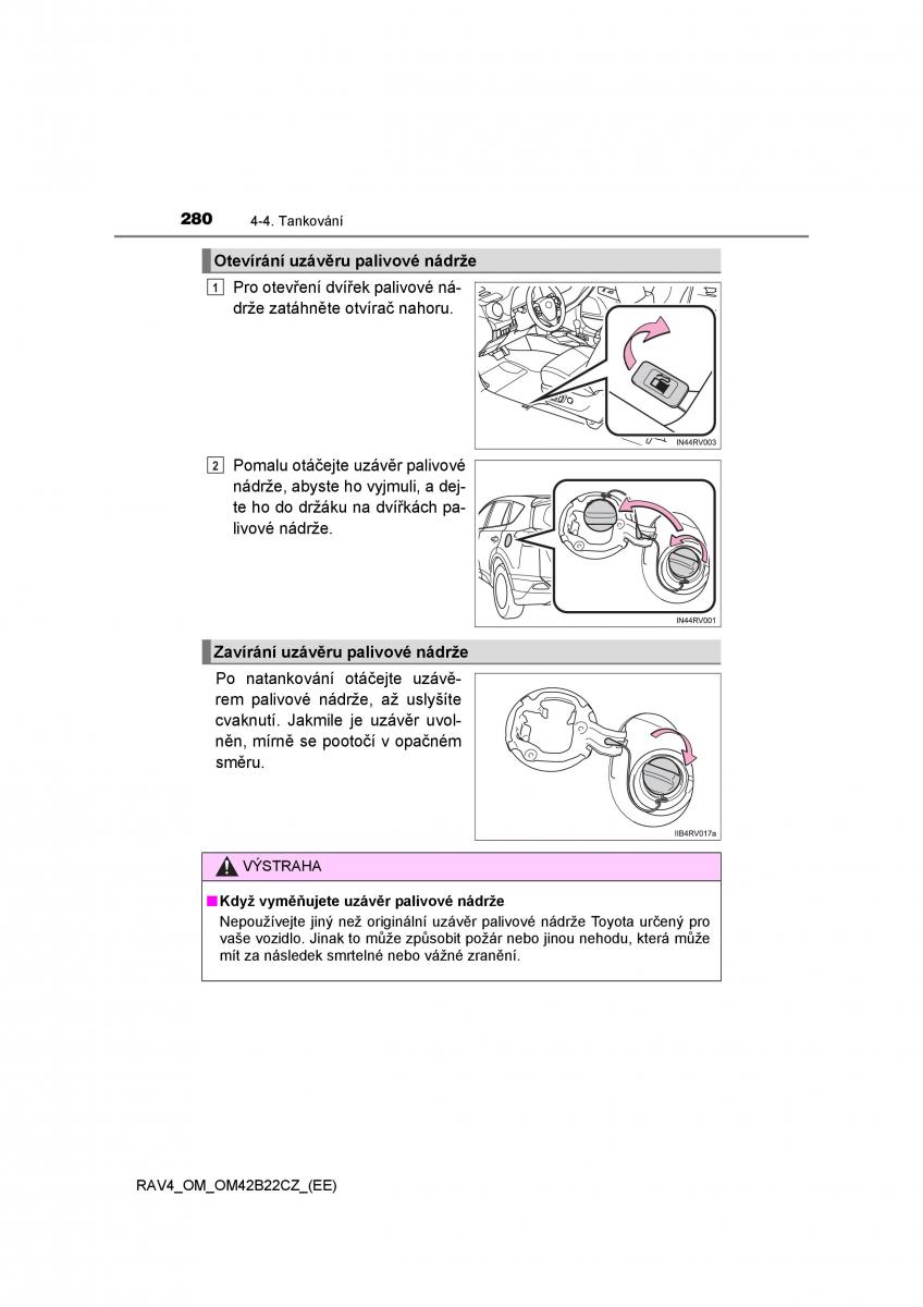 Toyota RAV4 IV 4 navod k obsludze / page 280