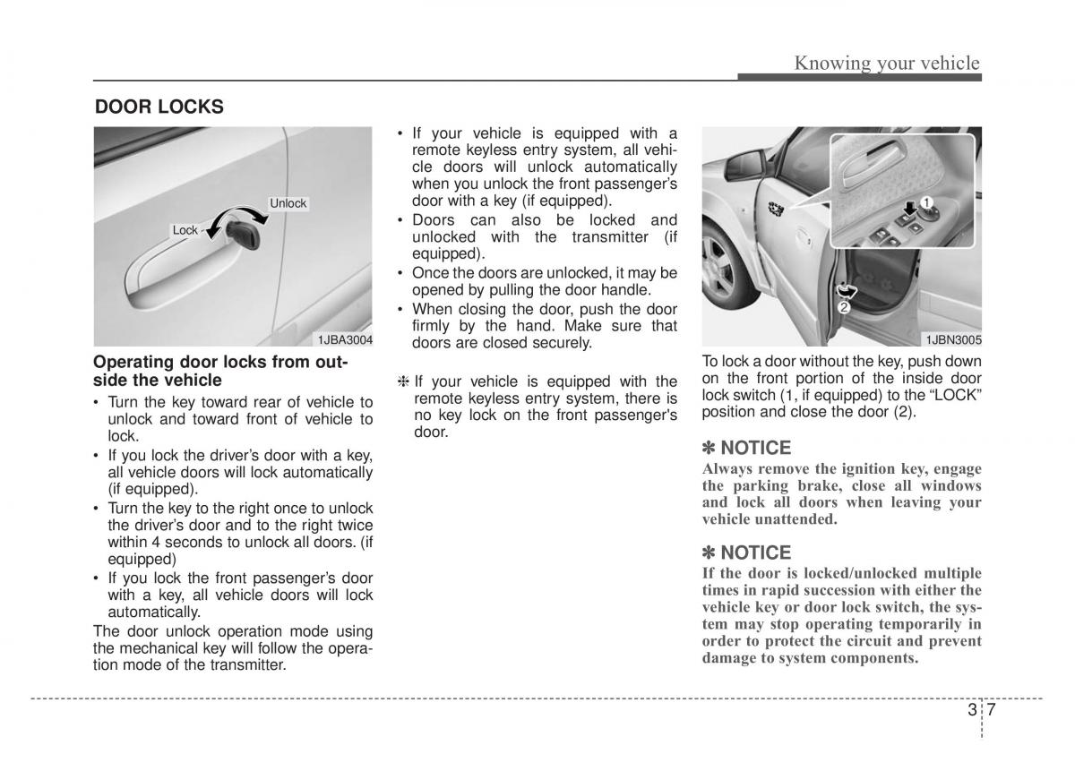 KIA Rio Pride DE owners manual / page 20