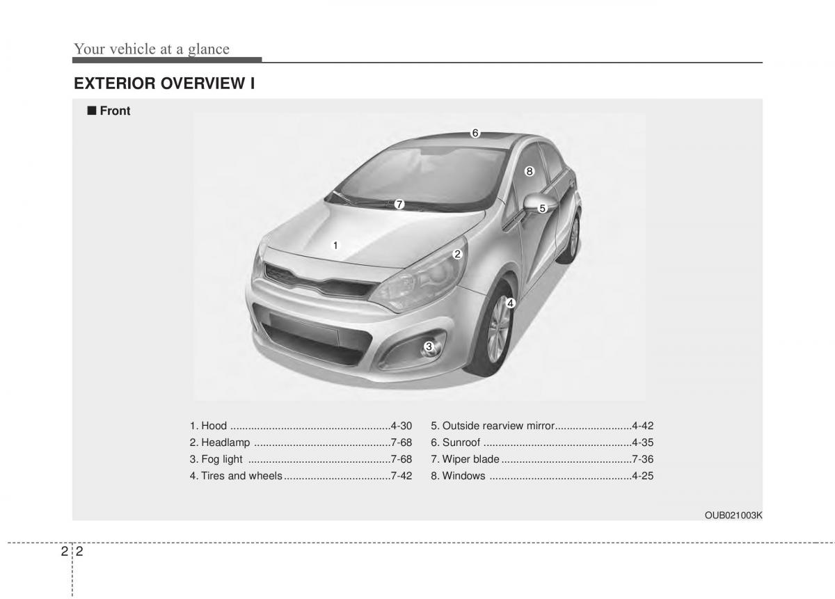 KIA Rio Pride UB owners manual / page 13