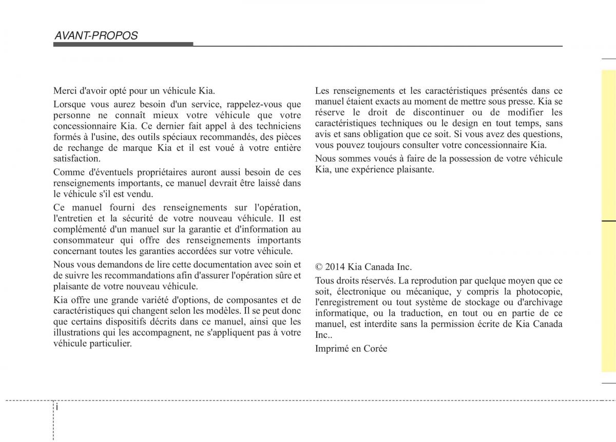 KIA Rio Pride UB manuel du proprietaire / page 2