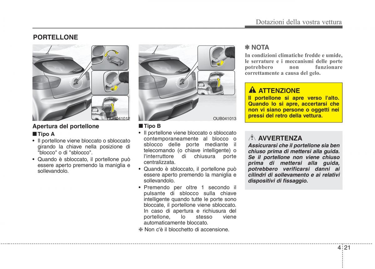 KIA Rio Pride UB manuale del proprietario / page 101