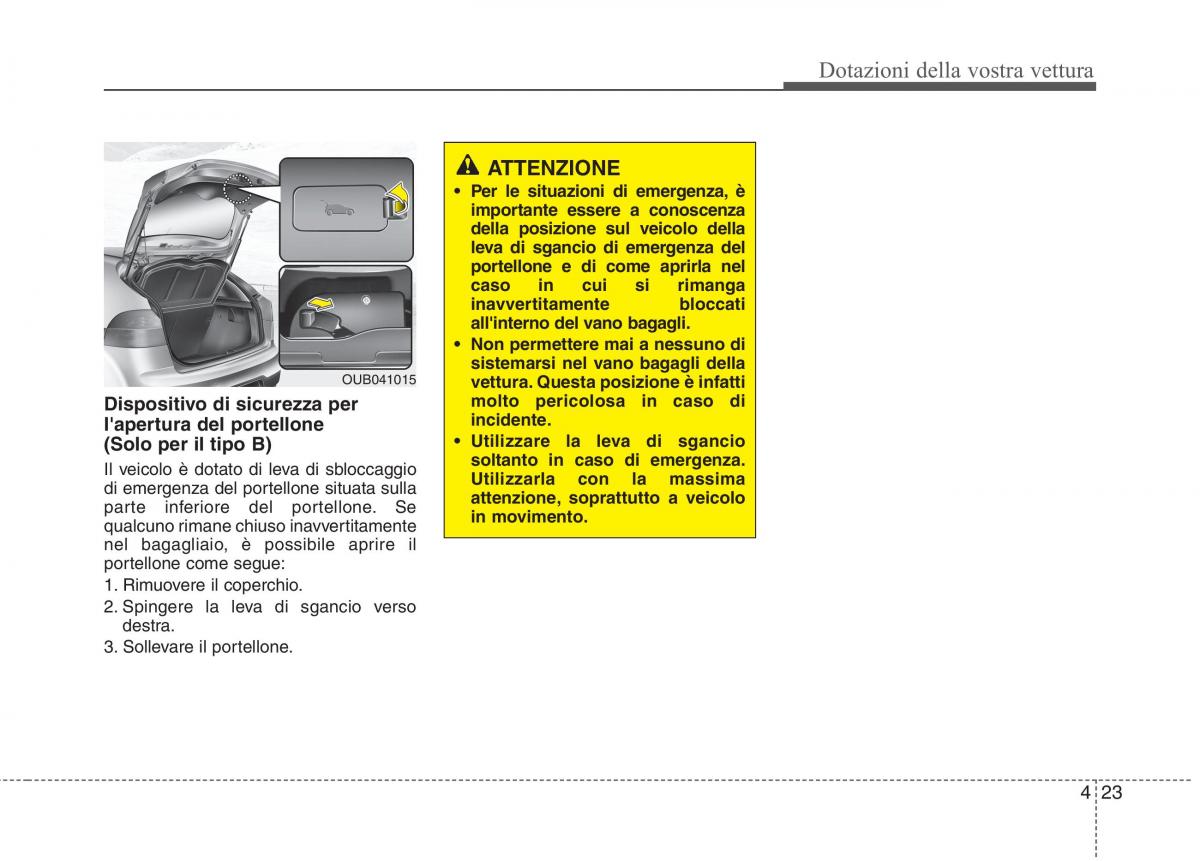 KIA Rio Pride UB manuale del proprietario / page 103