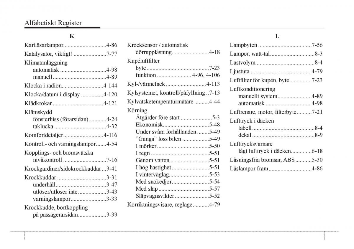 KIA Rio Pride UB instruktionsbok / page 8